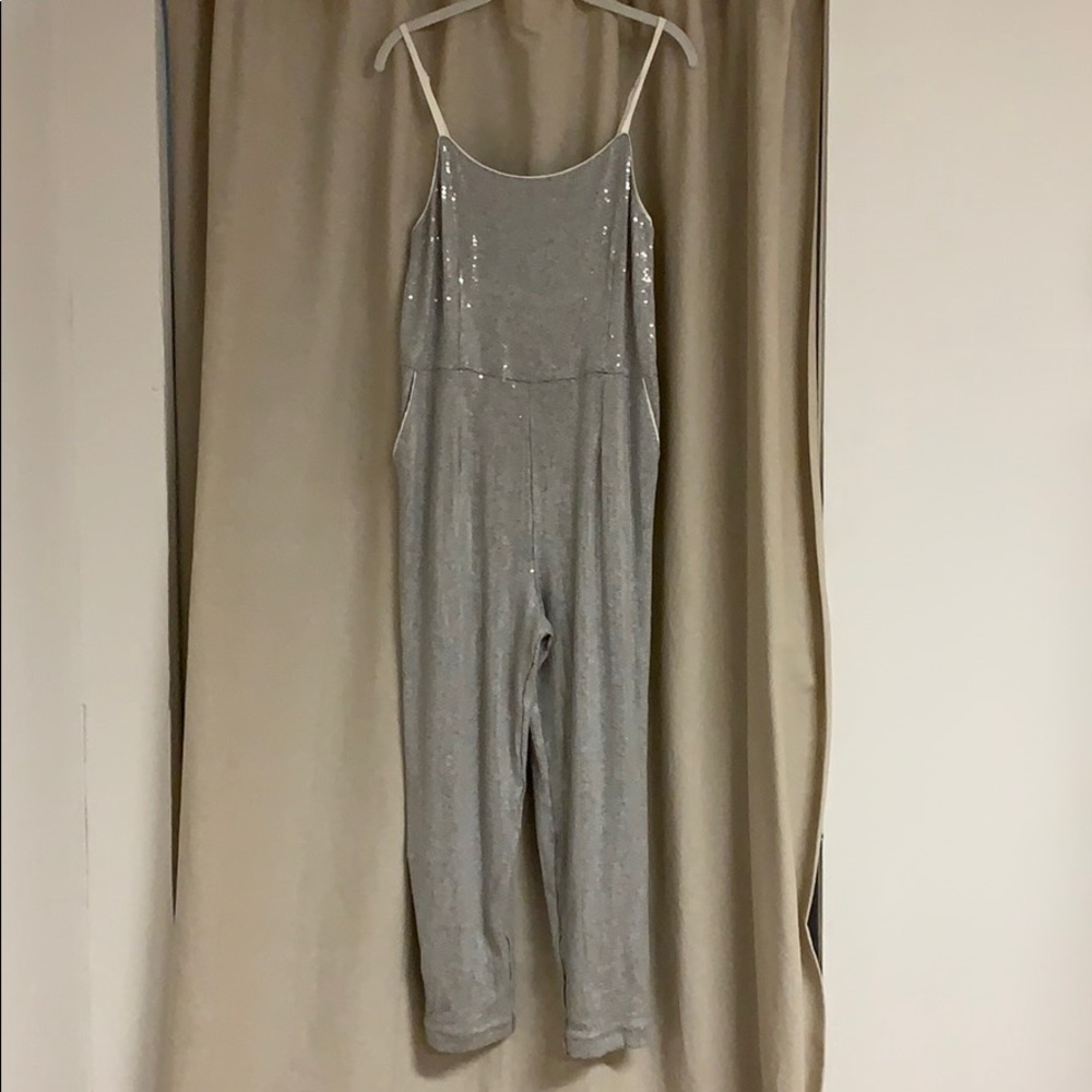 Anthropologie Silver Jumpsuit